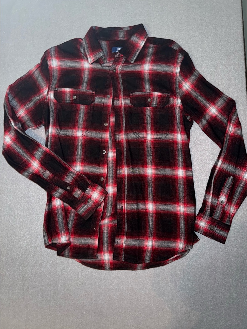 George Red and Black Plaid Button-Down Shirt